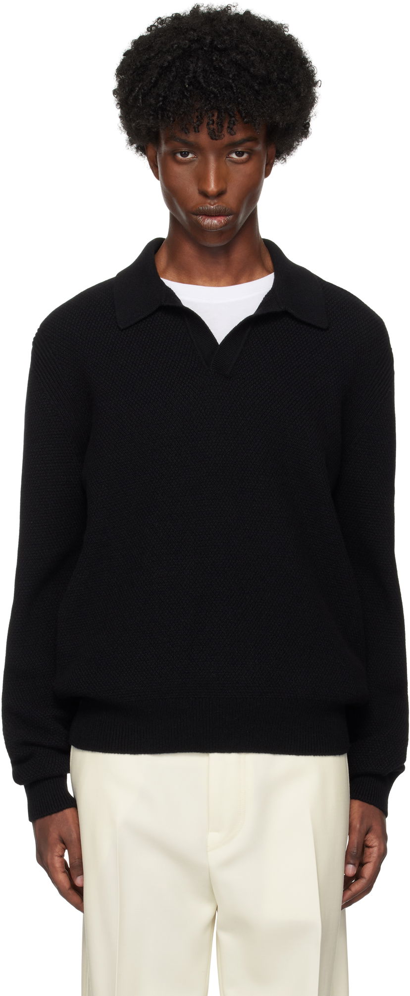 Polo majica ZEGNA Cashmere Polo Crna | UEK85A8-131