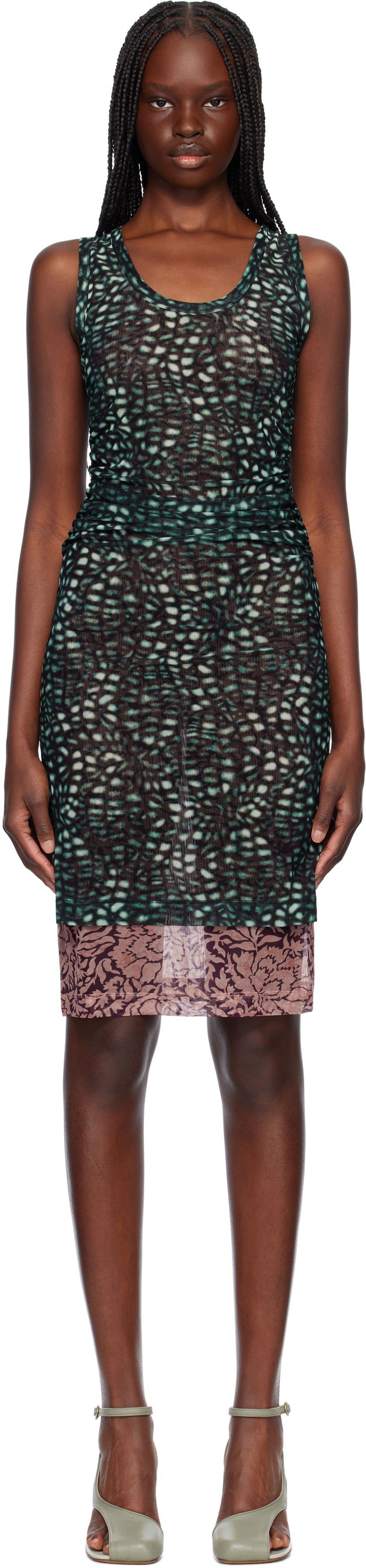 Haljina Dries Van Noten Dries Van Noten Printed Midi Dress Zelena | 251-011163-1619