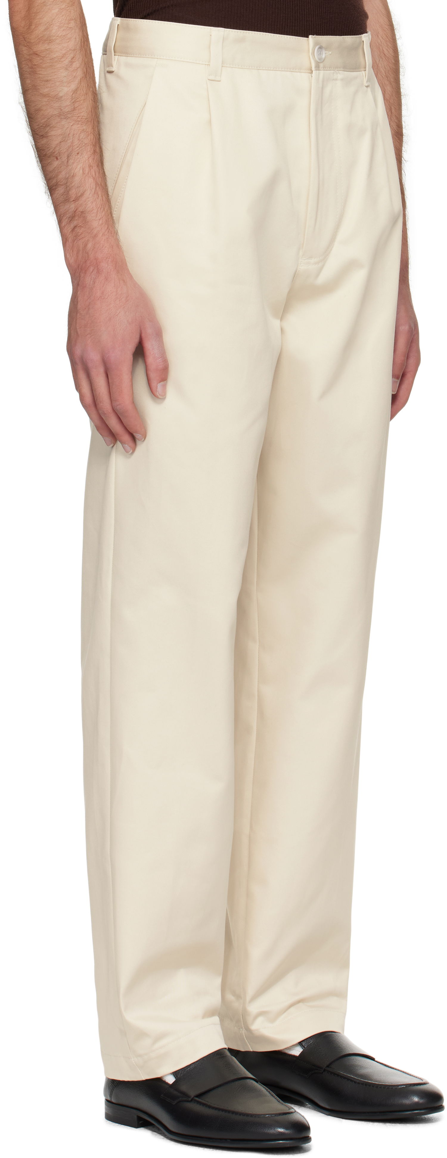 Hlače BOSS Relaxed-Fit Cotton Twill Trousers Bijela | 50546924, 1