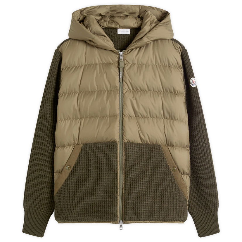 Pernata jakna Moncler Knit Waffle Jacket With Hood Zelena | 9B000-31-M4281-828