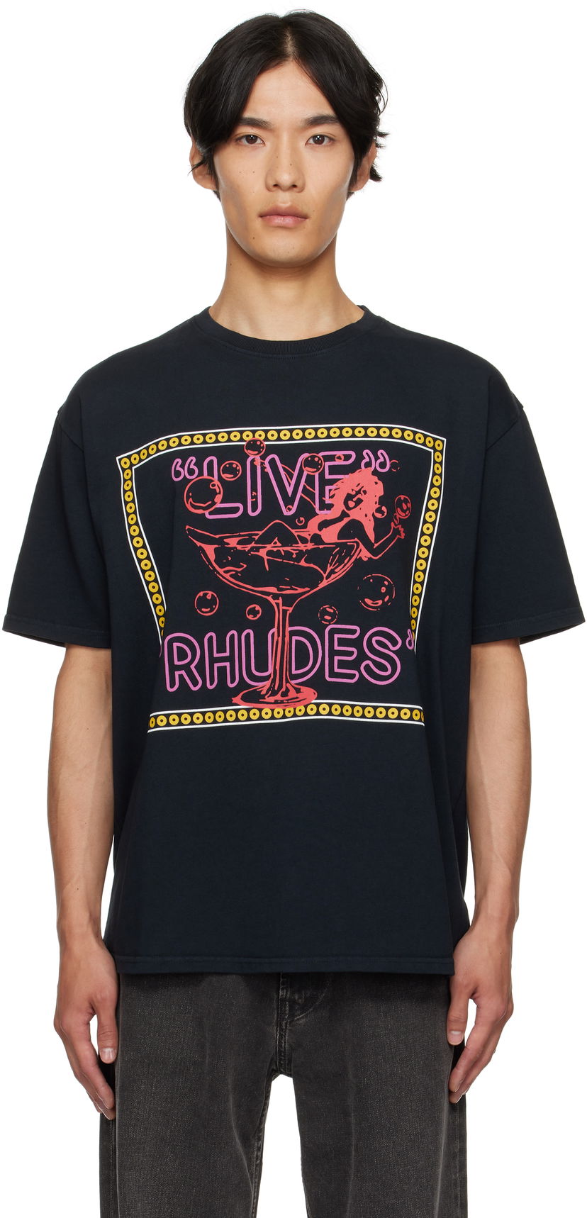 Majica kratkih rukava Rhude Rhude 'Live Rhudes' Graphic T-Shirt Crna | RHPF25TT04012