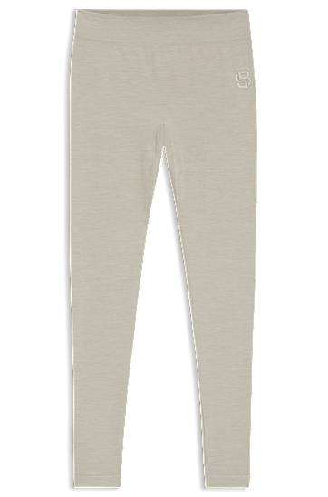 Tajice BOSS Ski base layer trousers in wool-blend jersey Bež | 50544376, 0