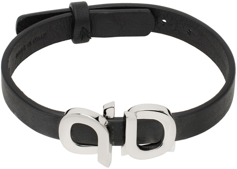 Narukvica FERRAGAMO Salvatore Ferragamo Gancini Leather Bracelet Crna | 771334