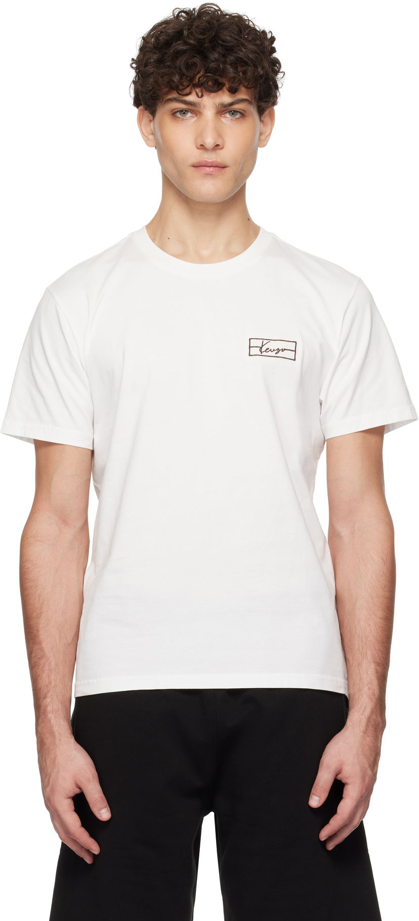 Majica kratkih rukava KENZO Paris Weave Embroidered T-Shirt Bijela | FF55TS5254SO