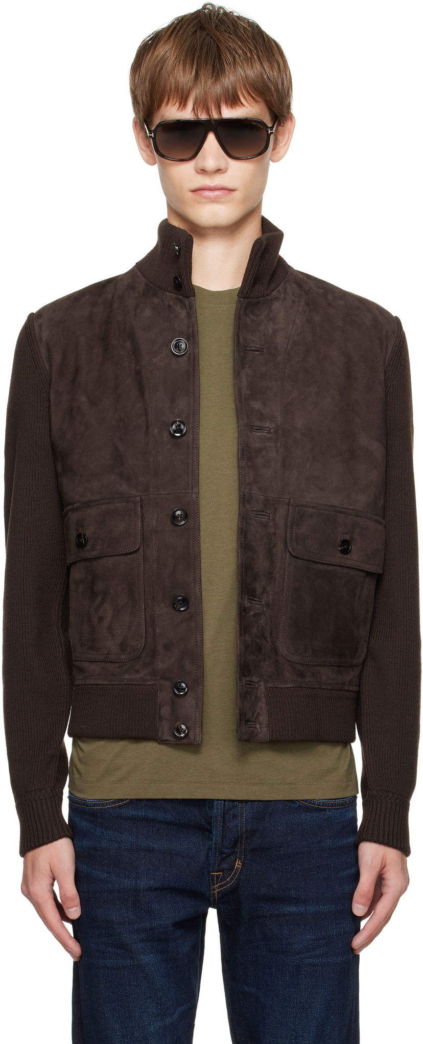 Jakna Tom Ford TOM FORD Suede and Merino Jacket Smeđa | KBF001-YMW110