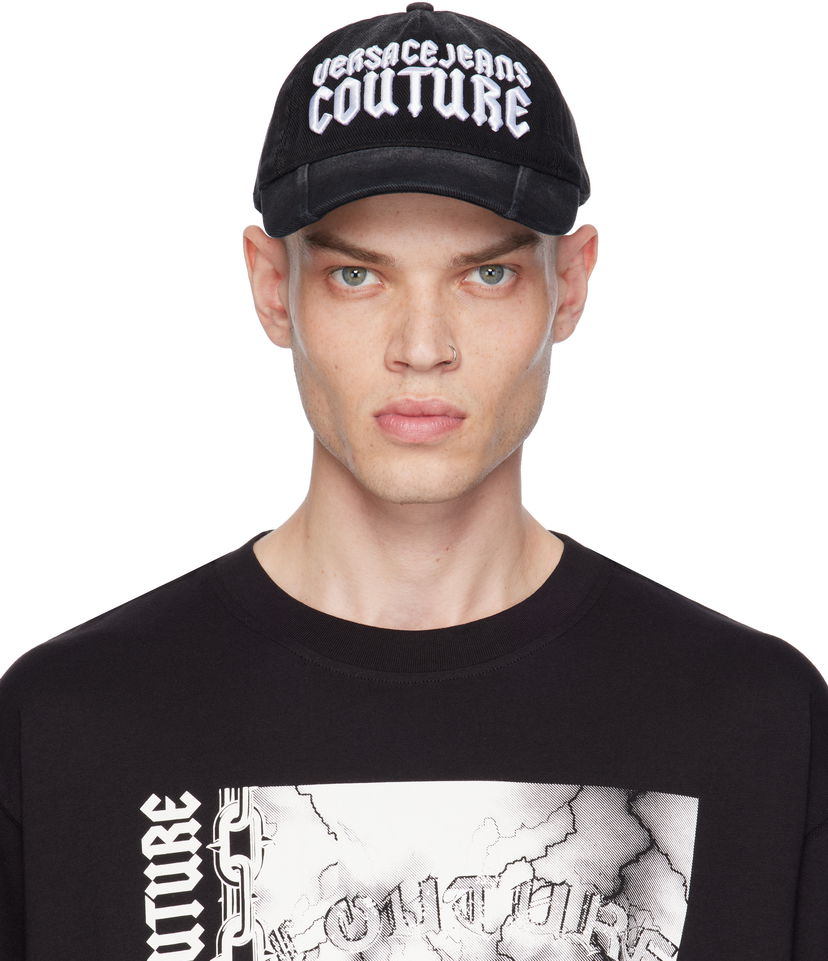 Kapa Versace Gothic Embroidered Logo Cap Crna | E77GAZK56_EZG298