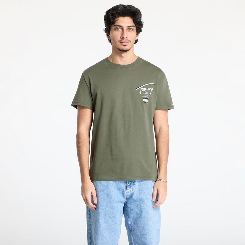 Majica kratkih rukava Tommy Hilfiger Tommy Jeans Regular Signature Tee Zelena | DM0DM21106 M12