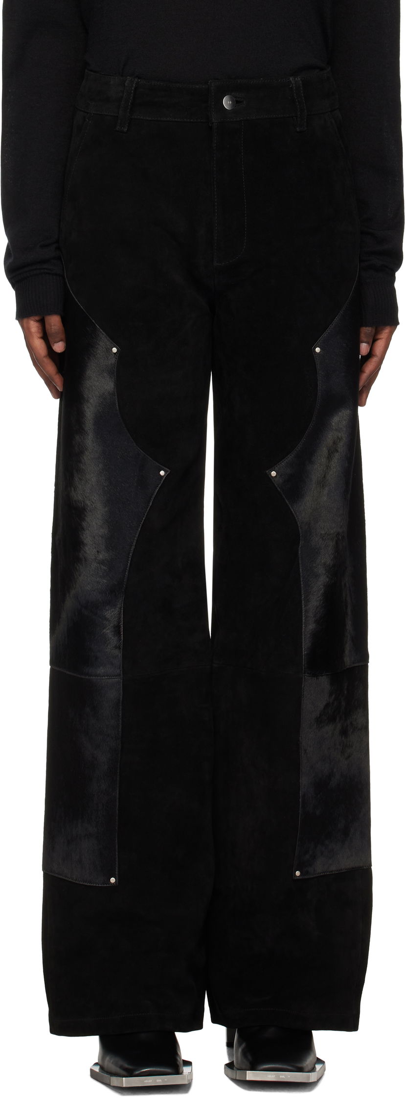 Hlače HELIOT EMIL Carpenter Suede Pants Crna | AW24_W_10_176_BLK01