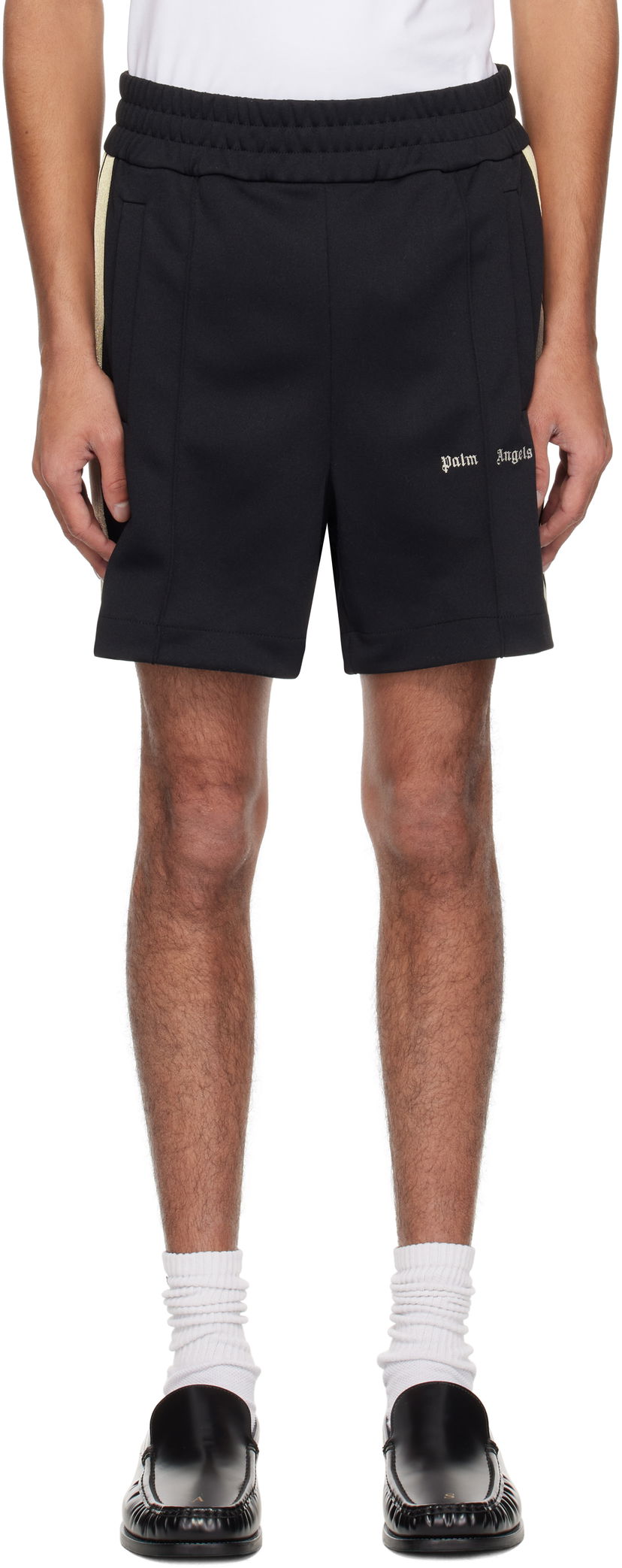 Kratke hlače Palm Angels Palm Angels Embroidered Logo Track Shorts Crna | PMCL004C99FAB0021003