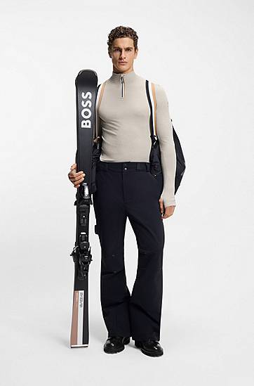 Tenisice i cipele BOSS Leather lace-up boots with faux-fur lining Crna | 50552570, 1