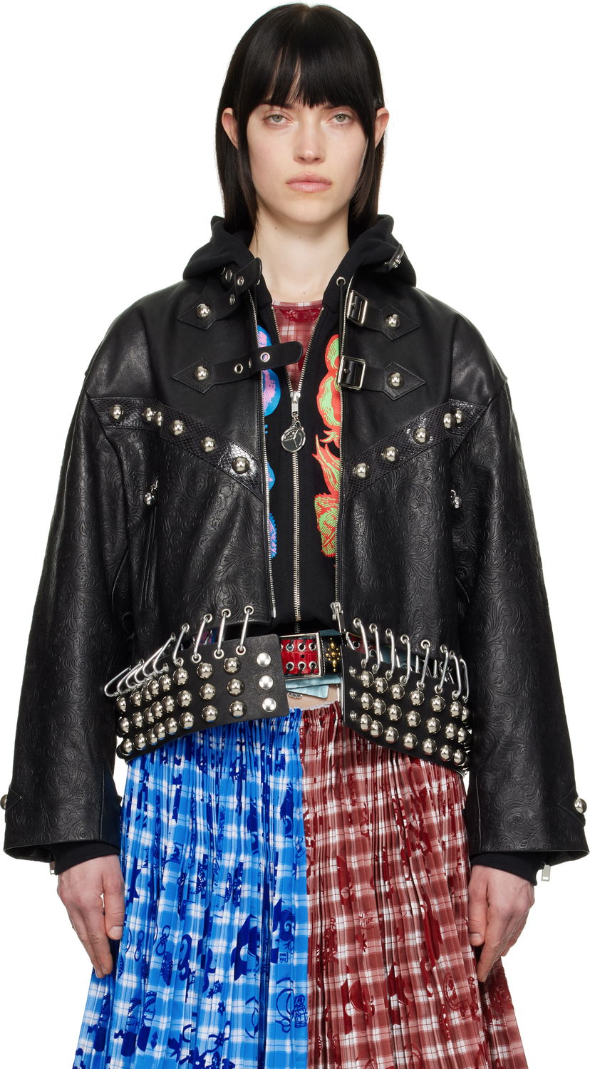 Jakna Chopova Lowena Chopova Lowena Studded Cropped Leather Jacket Crna | 5301