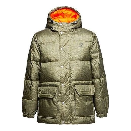Pernata jakna Converse Mid-Length Printed Down Puffer Jacket Zelena | 10007262-A01