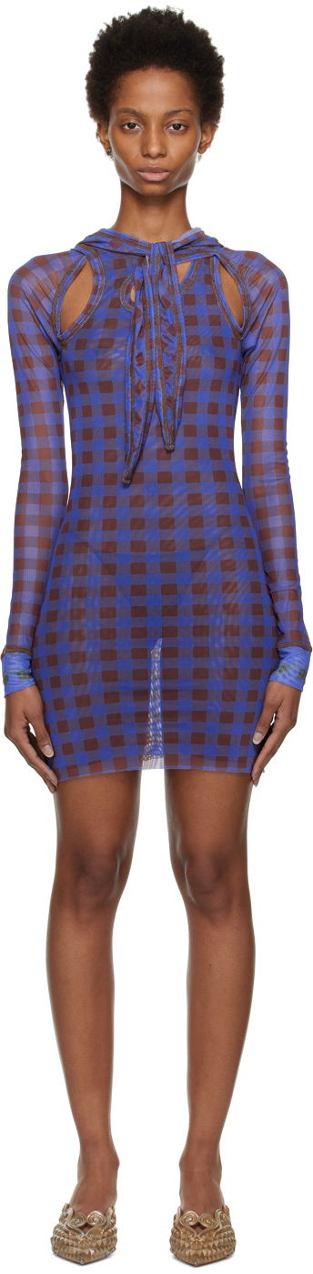 Haljina Ottolinger Ottolinger Checked Hooded Minidress Plava | 101207