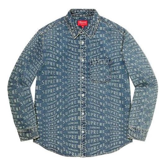 Košulja Supreme Warp Jacquard Logos Denim Shirt Plava | SUP-SS21-697
