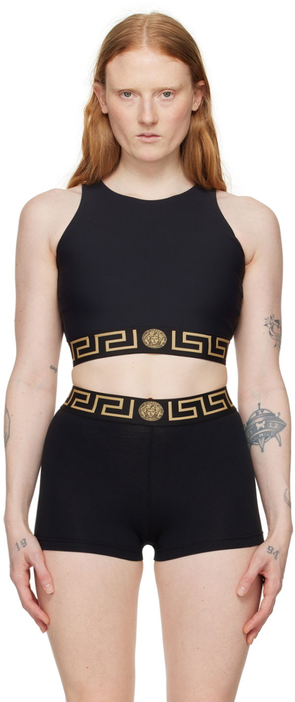 Majica bez rukava Versace Versace Greca Border Sports Bra Crna | 1010783_1A06229_1B000