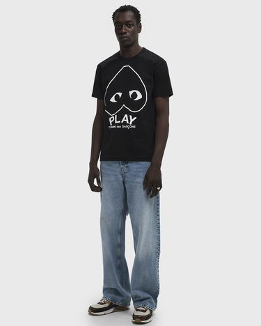 Majica kratkih rukava Comme des Garçons Comme des Garçons Play Logo Print Knit T-Shirt Crna | AX-T114-051-1, 2