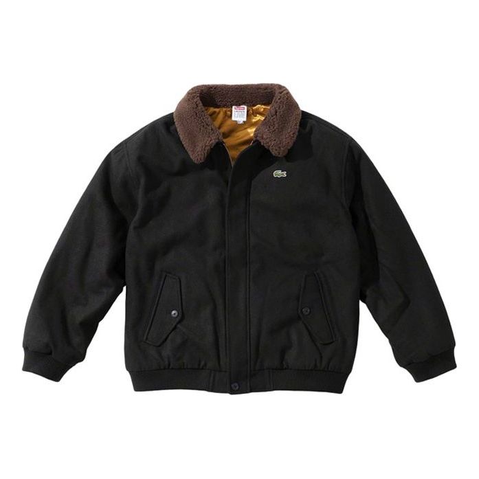 Bomber jakna Supreme Supreme x Lacoste Wool Bomber Jacket Crna | SUP-FW19-530