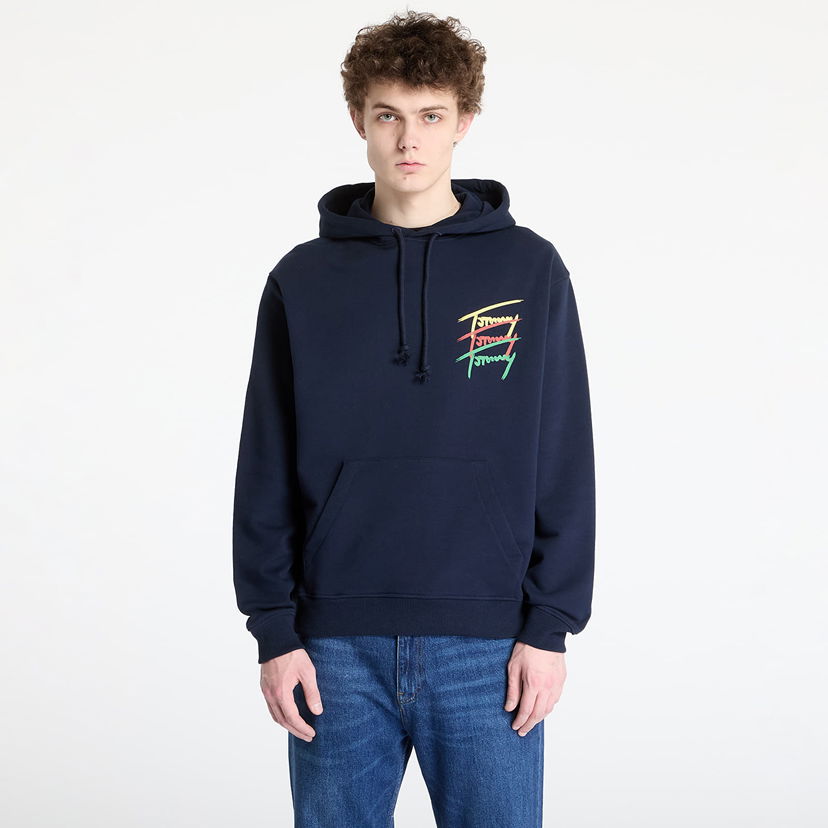 Dukserice Tommy Hilfiger Tommy Jeans Relaxed 3 Color Sign Hoodie Tamnoplava | DM0DM21372 C1G