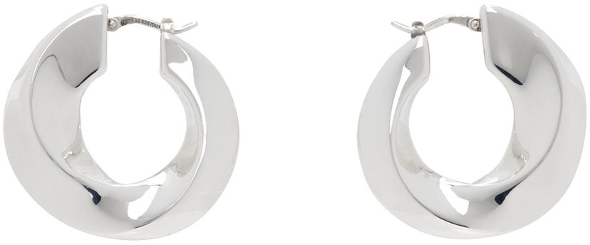 Naušnice Bottega Veneta Twist Hoop Earrings Bijela | 775170 V5070