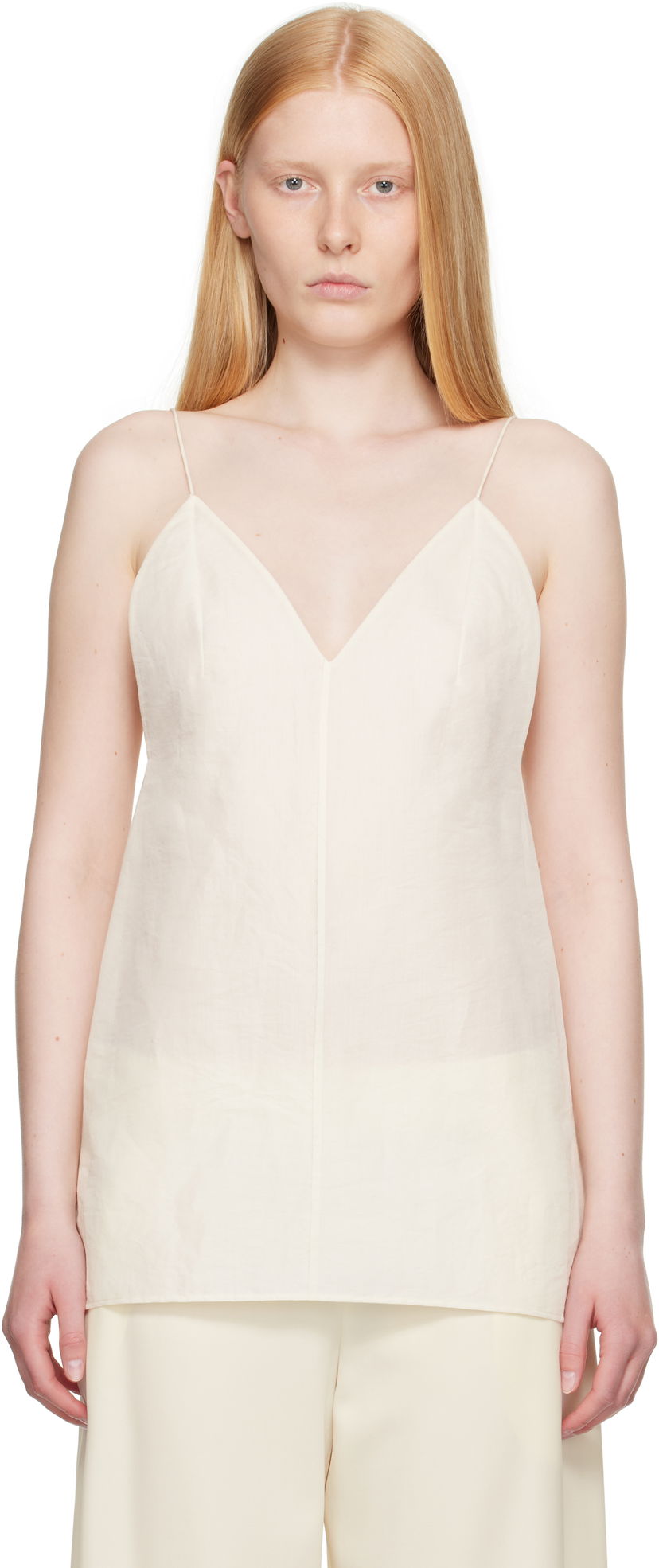 Majica bez rukava Khaite Khaite Talsie Linen Cami Top Bijela | 2396385