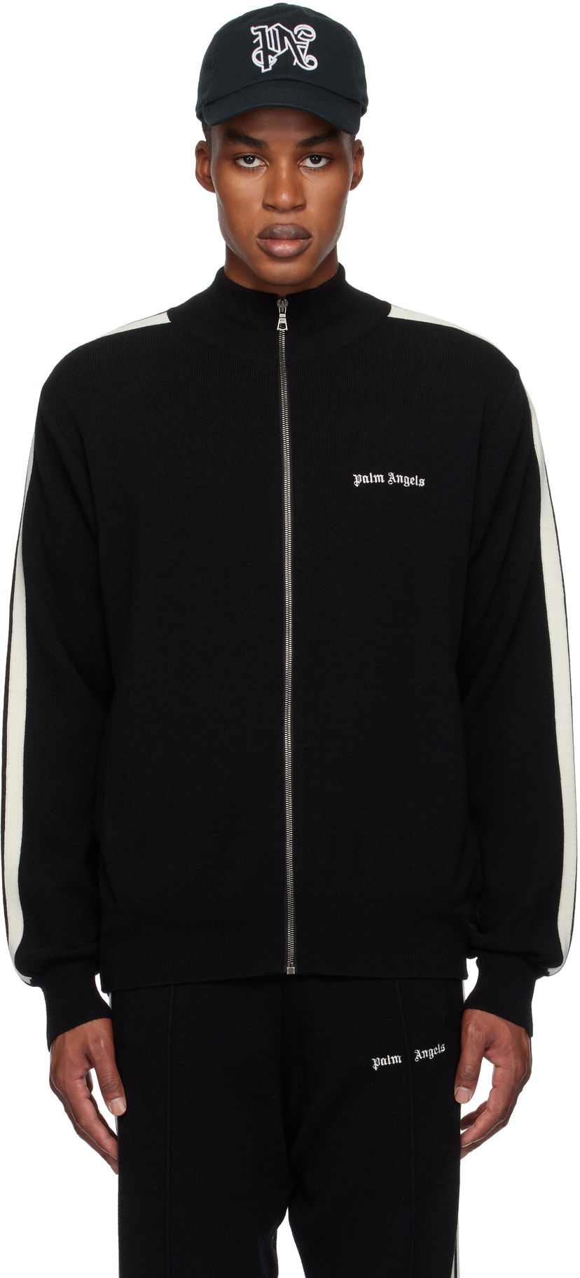 Jakna Palm Angels Wool & Cashmere Track Jacket Crna | PMHA028F24KNI0011003