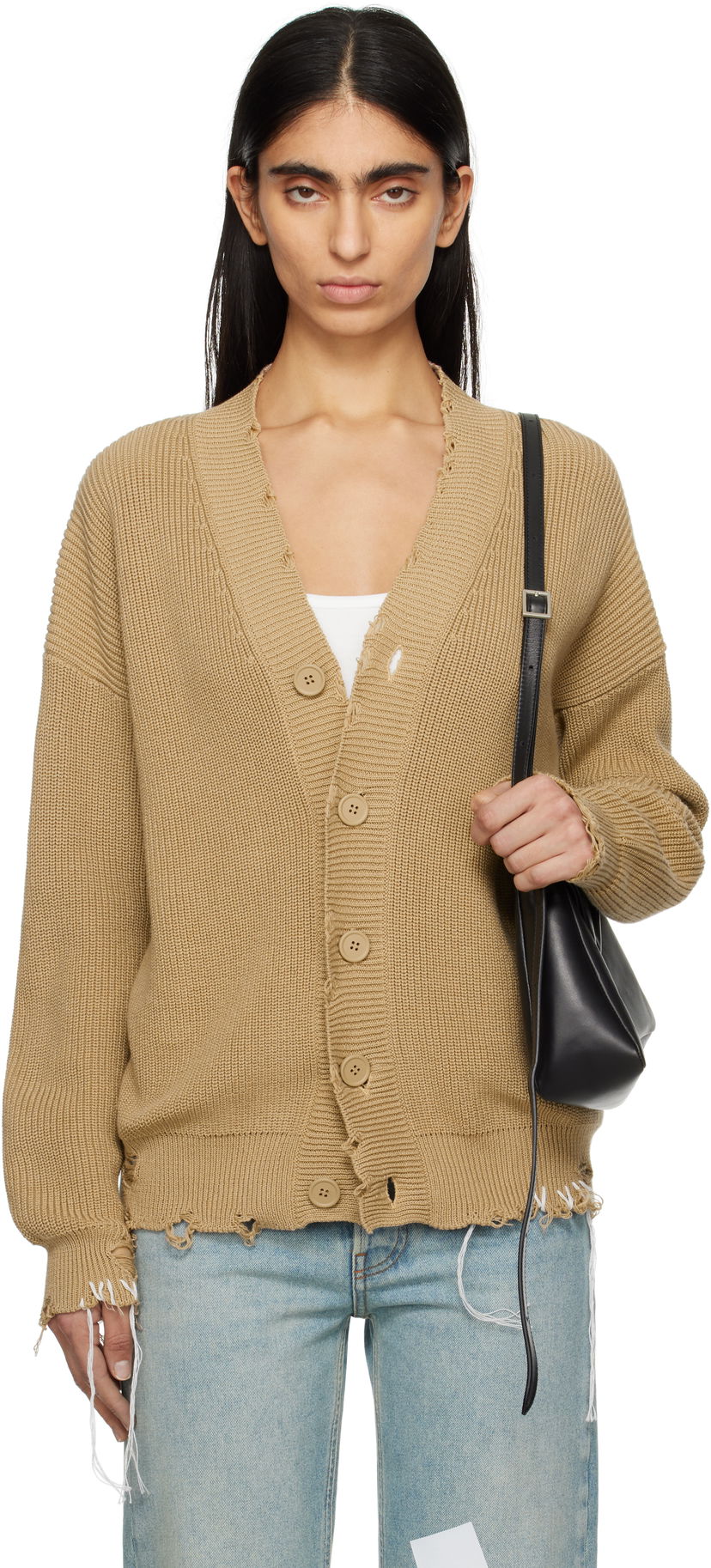 Džemper Maison Margiela MM6 Maison Margiela Eaten Knit Cardigan Bež | SH0HP0008 M13089