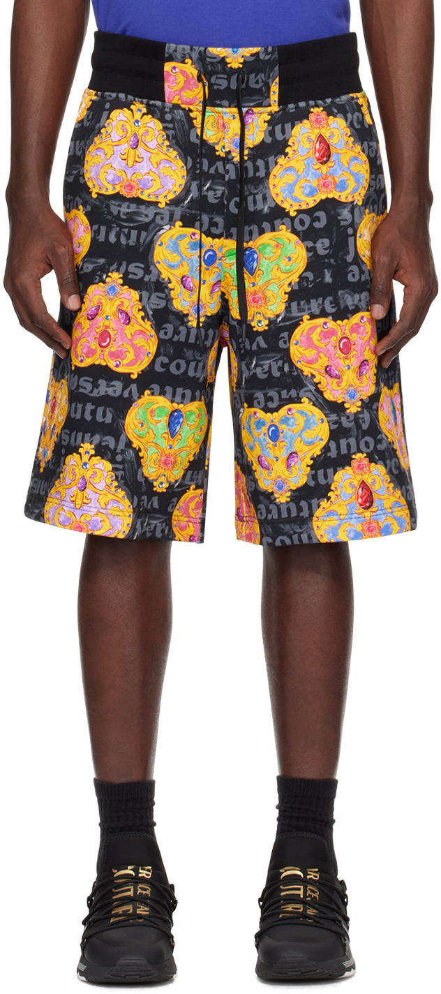 Kratke hlače Versace Couture Black & Gold Heart Couture Shorts Višebojno | E76GAD3B0_EFS149