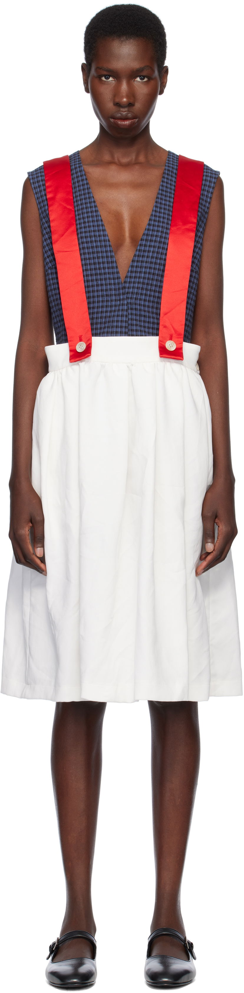 Suknja Comme des Garçons Comme des Garçons Girl Gabardine & Satin Midi Skirt Bijela | NO-A005-051