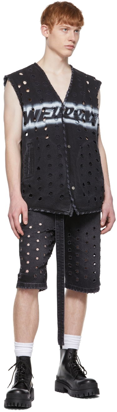 Prsluk We11done Distressed Denim Vest Crna | WD-DV1-22-361-M-WB, 3