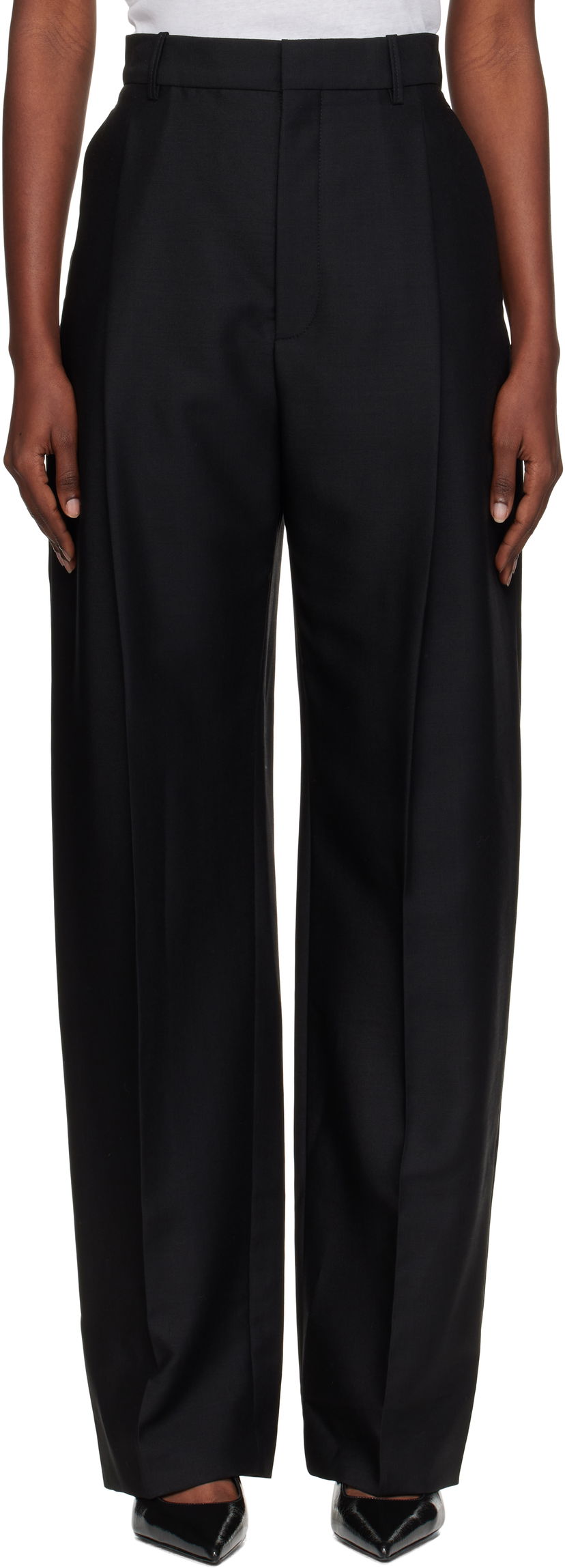 Hlače WARDROBE.NYC WARDROBE.NYC Mid Rise Trousers Crna | W2227R20WE