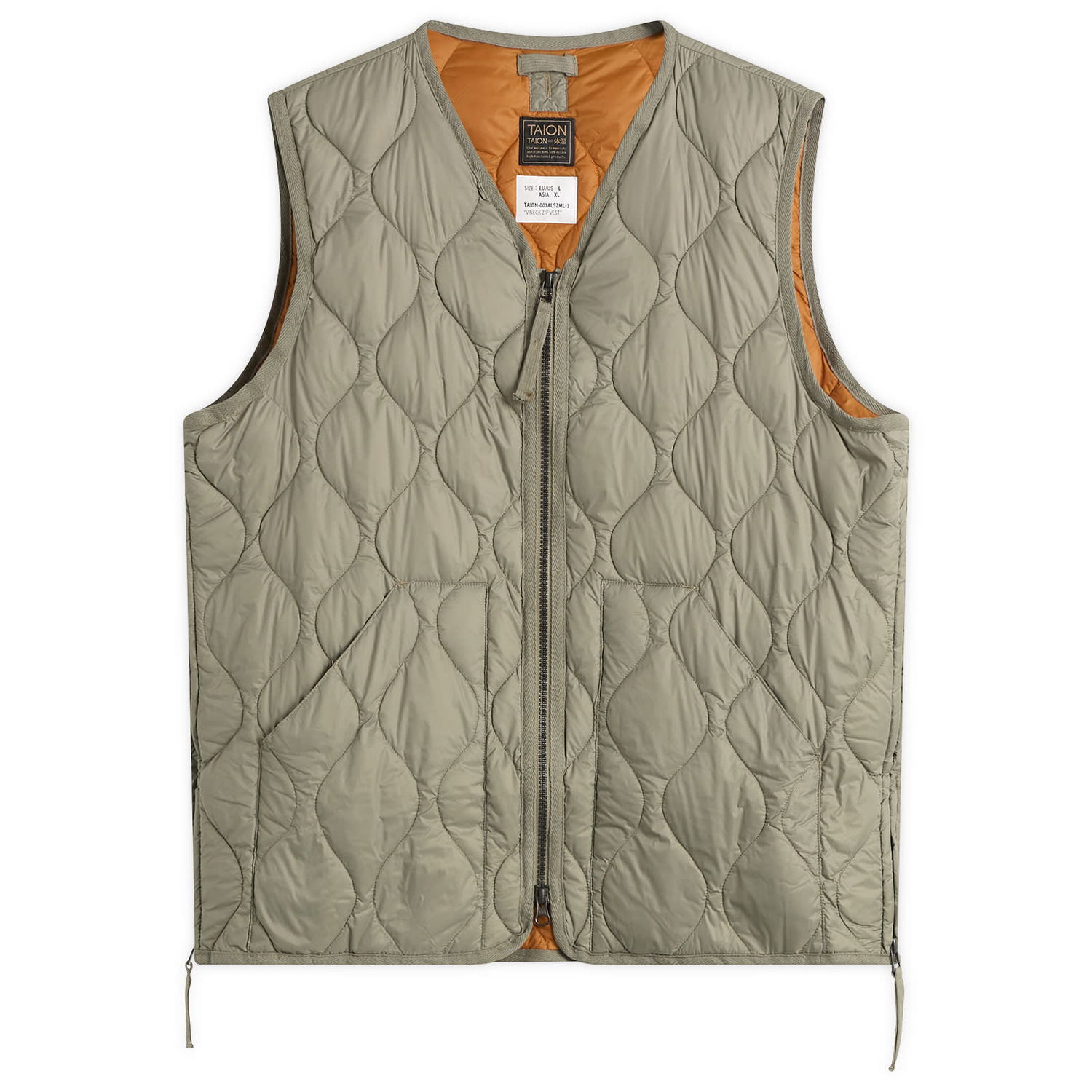 Prsluk TAION Military V-Neck Zip Softshell Down Vest Zelena | TAION-001ALSZML-1-DSG, 0
