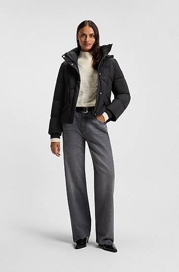 Pernata jakna BOSS Padded Hooded Jacket with Piped Details Crna | 50546845, 1