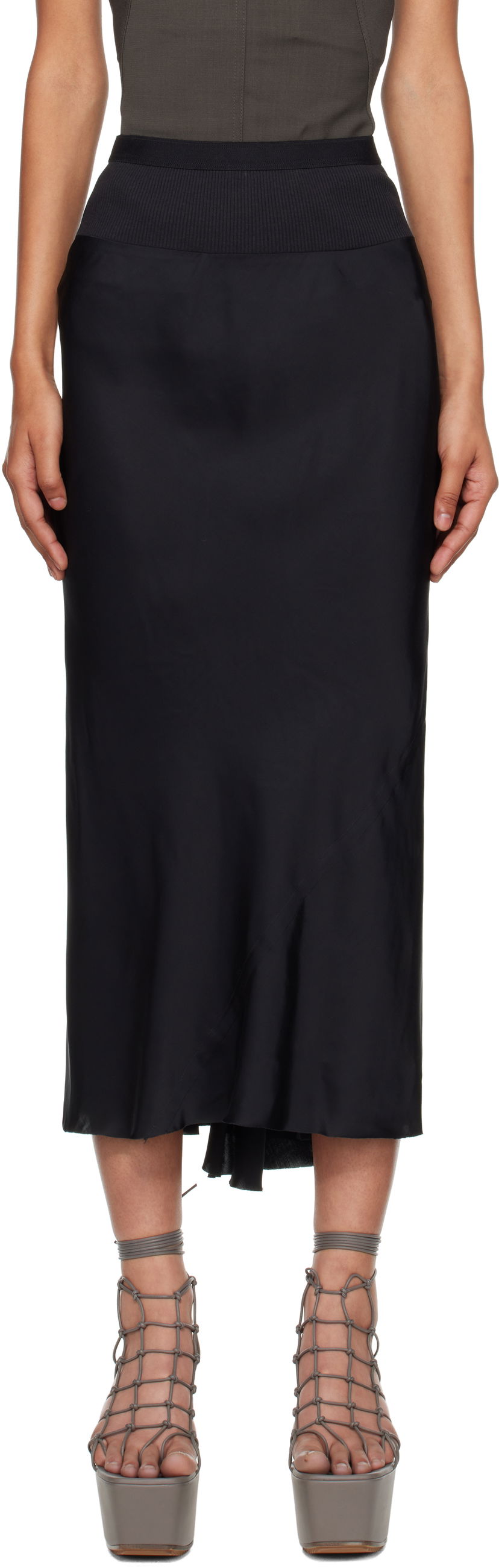 Suknja Rick Owens Rick Owens Concordians A-Line Bias Midi Skirt Crna | RP02E4343 SCH