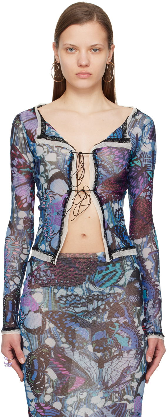Majica bez rukava Jean Paul Gaultier Gaultier Butterfly Print Tie Cardigan Plava | 24/25-F-CD006-T545-5090, 0