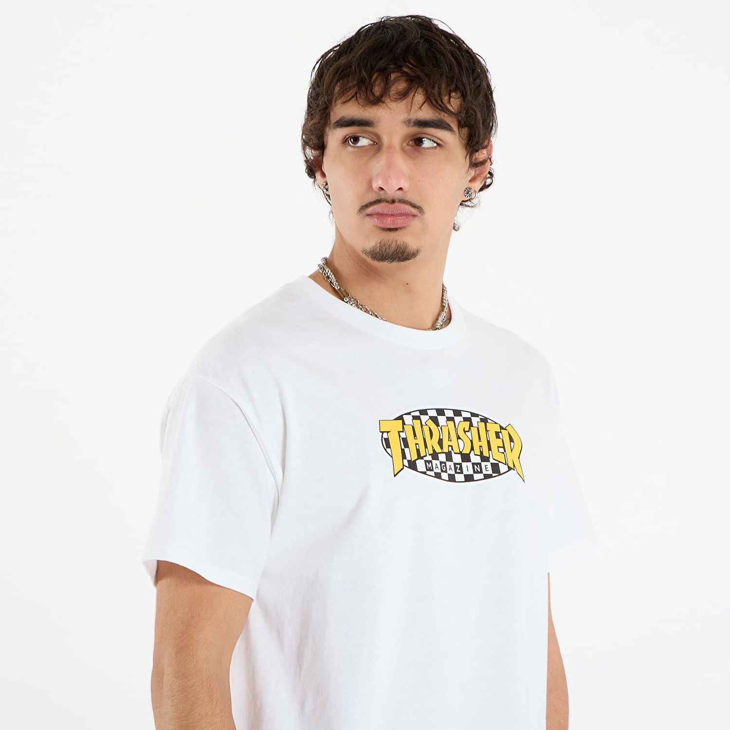 Majica kratkih rukava Thrasher Checkered Oval T-Shirt Bijela | 145760, 1