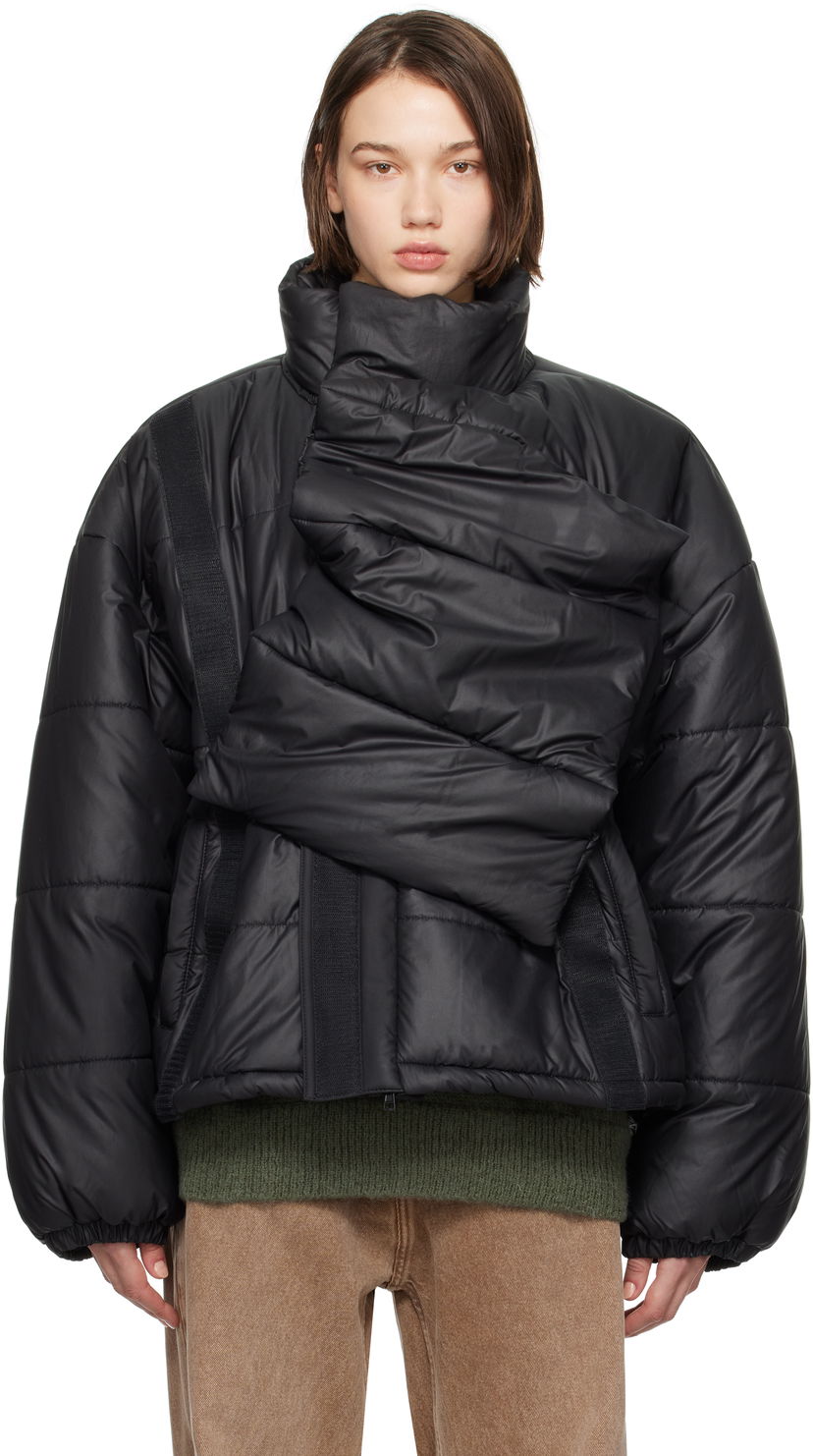 Pernata jakna Y/PROJECT Black Velcro Puffer Jacket Crna | 203JA006