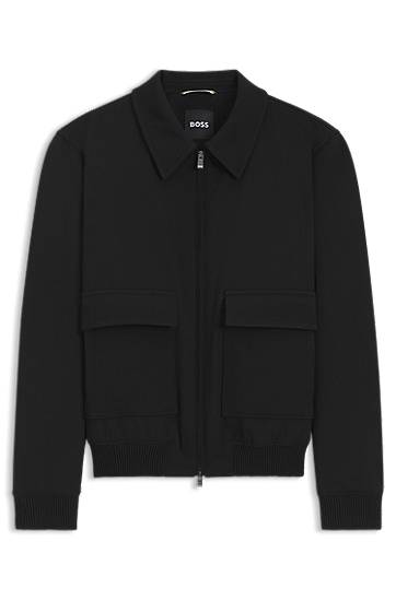Džemper BOSS Zip-up Knit Jacket Crna | 50547088