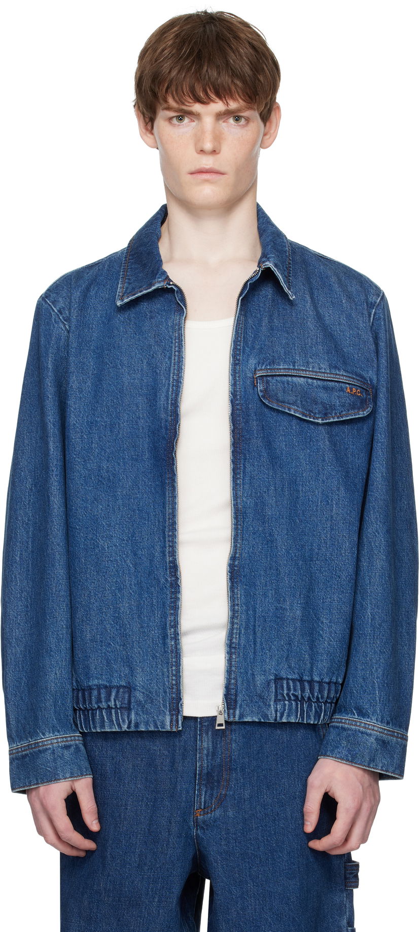 Jakna A.P.C. A.P.C. Fabrizio Zippé Denim Jacket Plava | COHJK-H32015