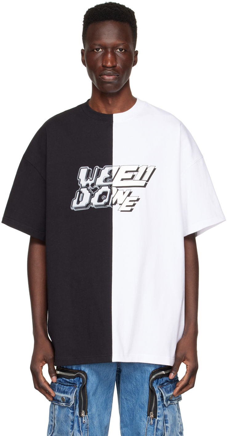 Majica kratkih rukava We11done Half & Half T-Shirt Bijela | WD-TT1-22-558-U-BW