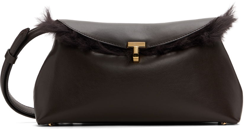Ručna torbica TOTEME Shearling T-Lock Clutch Bag Smeđa | 244-WAL0055-LE0084