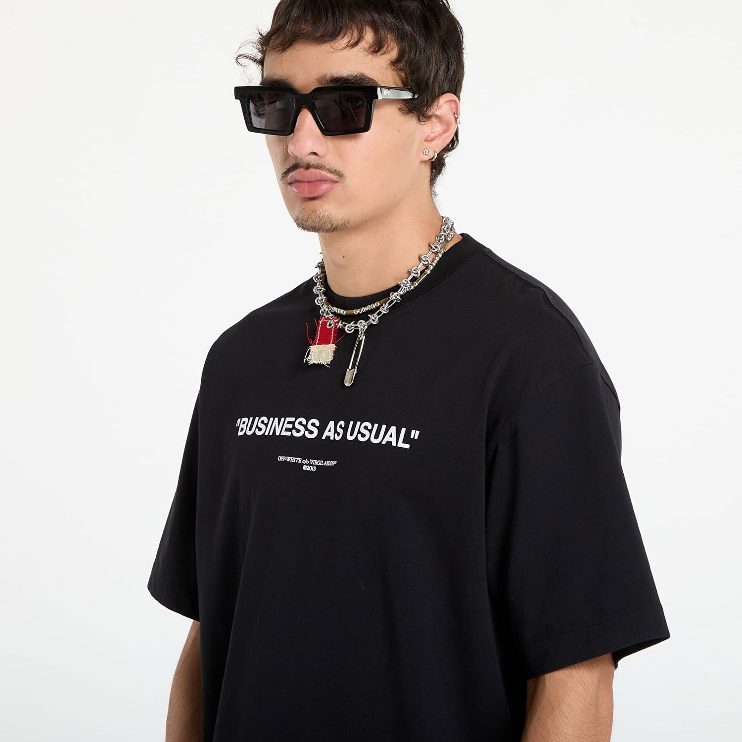 Majica kratkih rukava Off-White Off-White Business Quote Skate Short Sleeve T-Shirt Crna | OMAA120F25JER0121001, 1