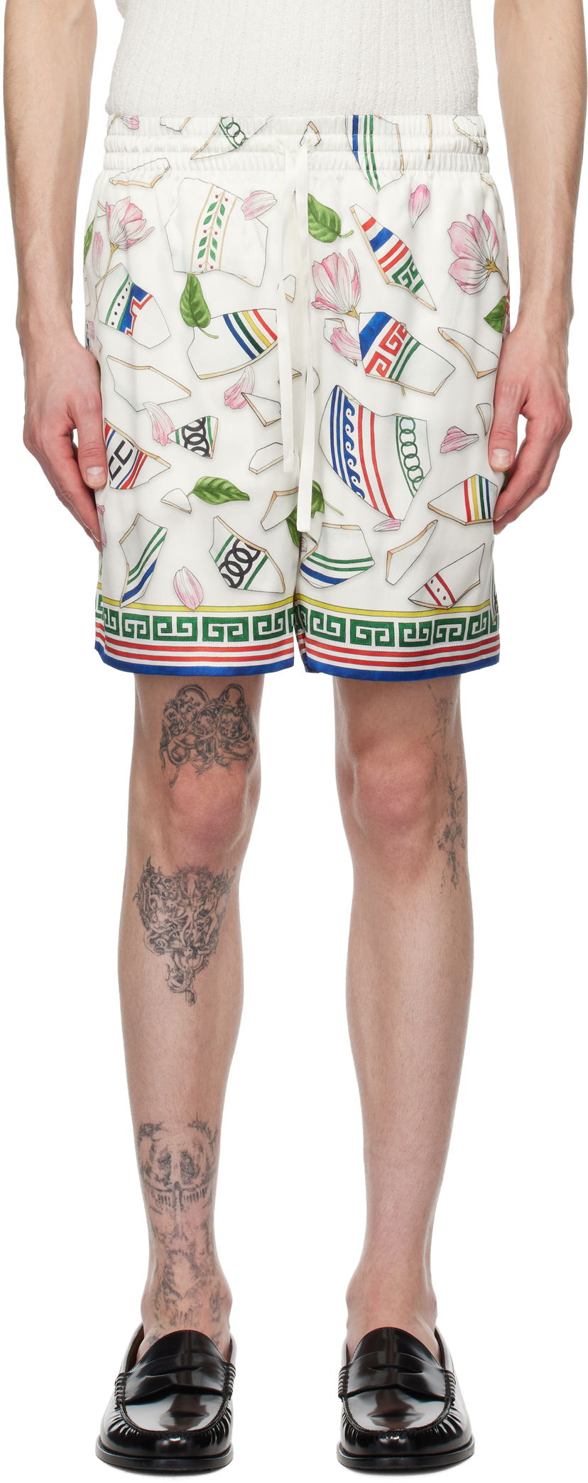 Kratke hlače Casablanca Casablanca 'Le Vase Brise' Silk Shorts Bijela | MPS25-TR-012-02