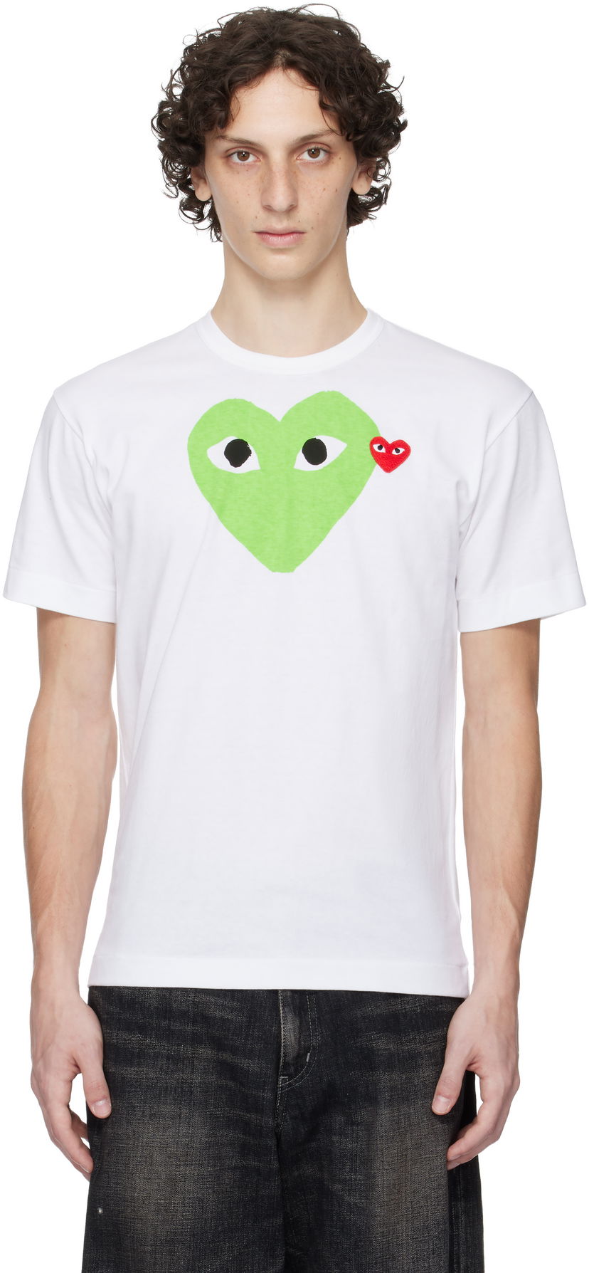 Majica kratkih rukava Comme des Garçons Play Pastel Heart & Emblem Tee Bijela | AX-T106-051