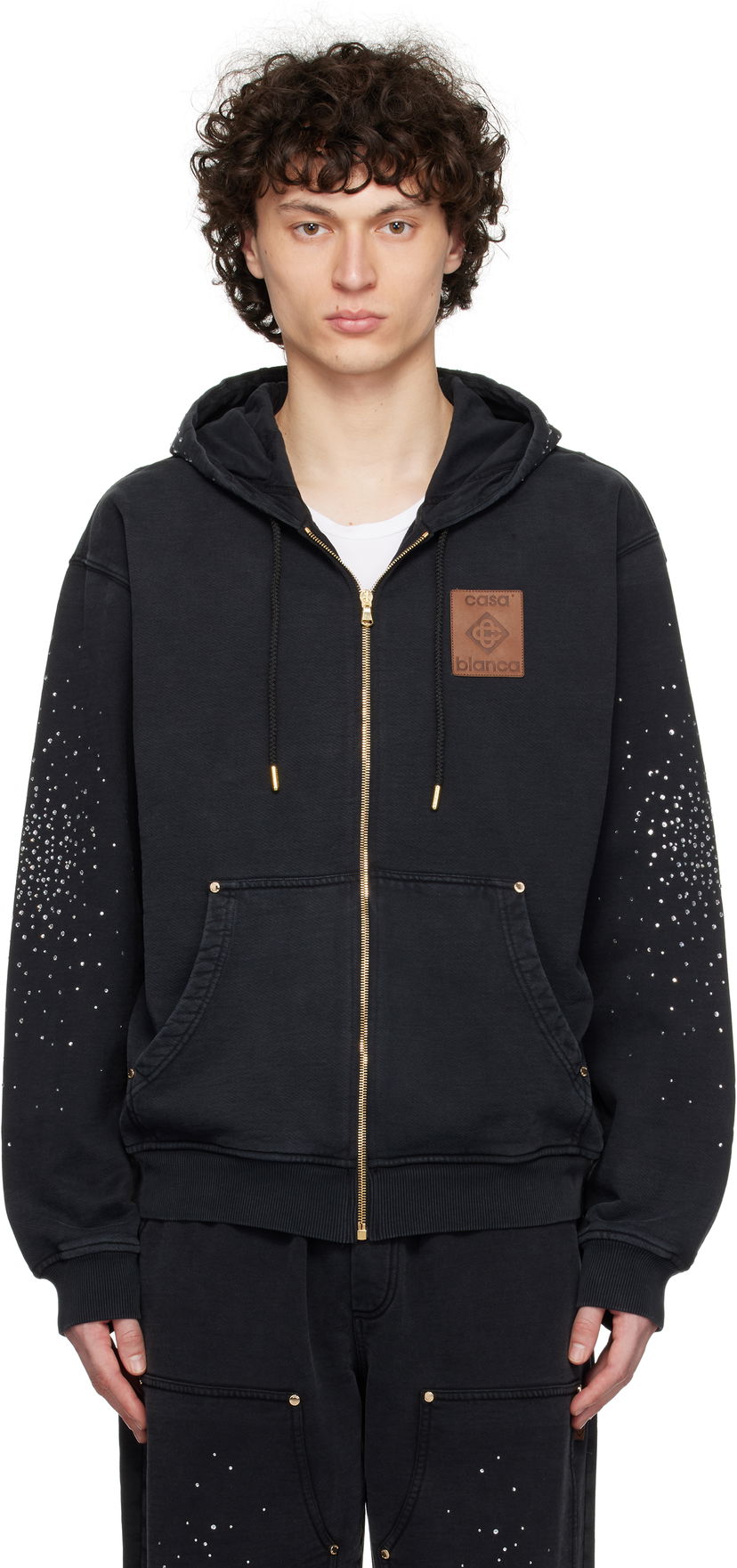 Dukserice Casablanca Casablanca 'La Prémonition' Crystal Embellished Zip Hoodie Crna | MS25-JTP-343-01