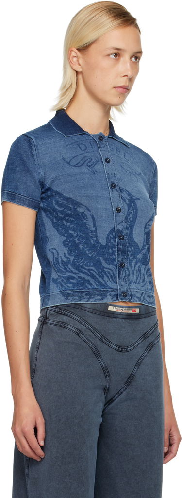 Polo majica Diesel Graphic Rib Knit Cropped Polo Plava | A18863 0BJBS, 1