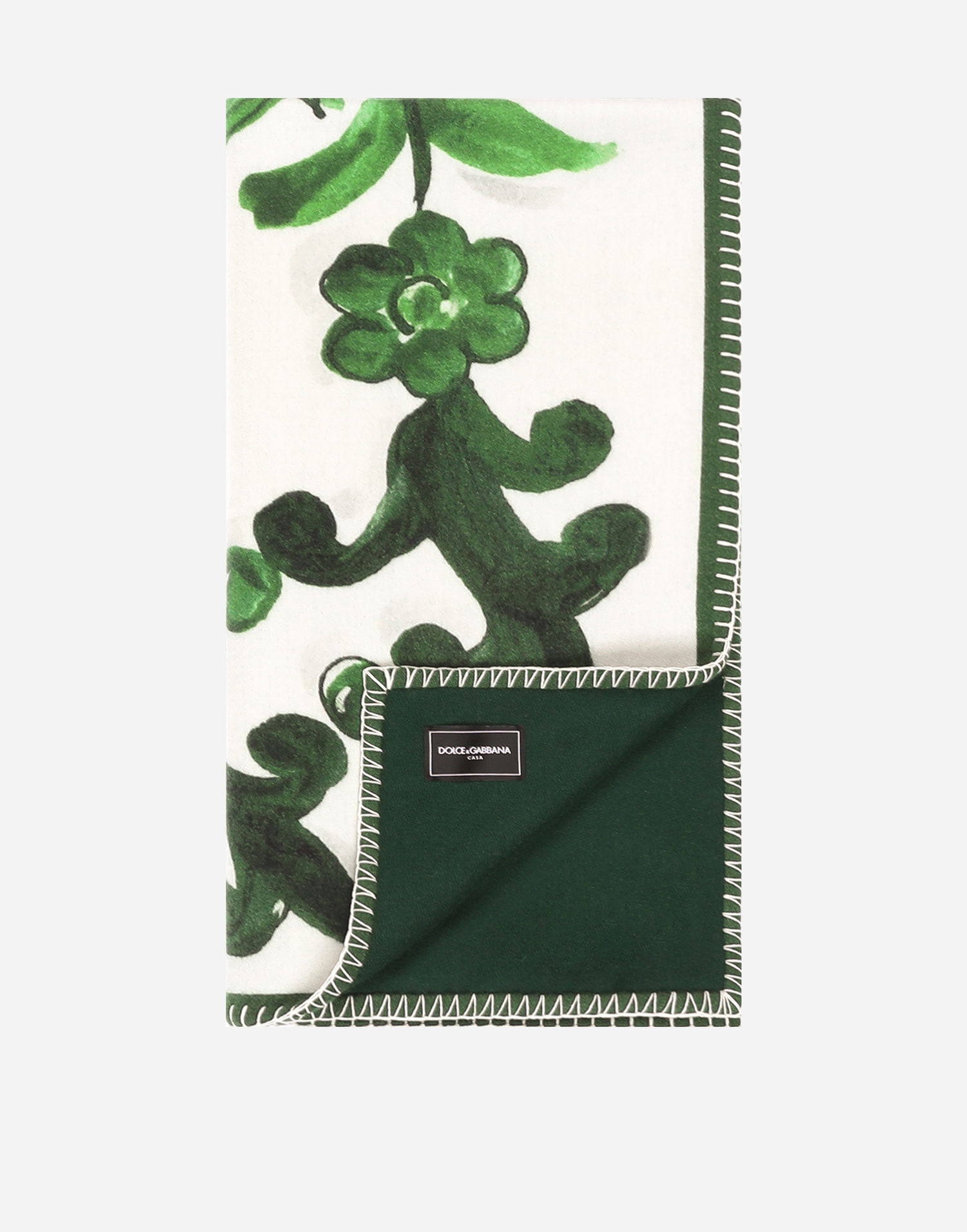 Home decor Dolce & Gabbana Dolce & Gabbana Silk And Wool Floral Scroll Blanket Zelena | TCE012TCAB6UV013, 1
