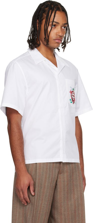Košulja Casablanca Cotton Poplin Dragonfly and Floral Embroidered Short Sleeve Cuban Collar Shirt Bijela | M-AW25-SH-209-01, 1