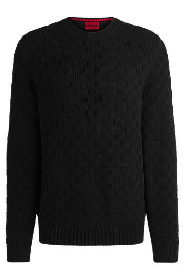 Džemper BOSS Relaxed-Fit Jacquard Sweater Crna | 50531812