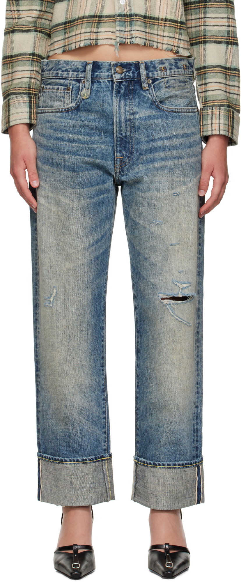 Jeans R13 R13 Cuffed Boyfriend Jeans Plava | R13WD196-D324C