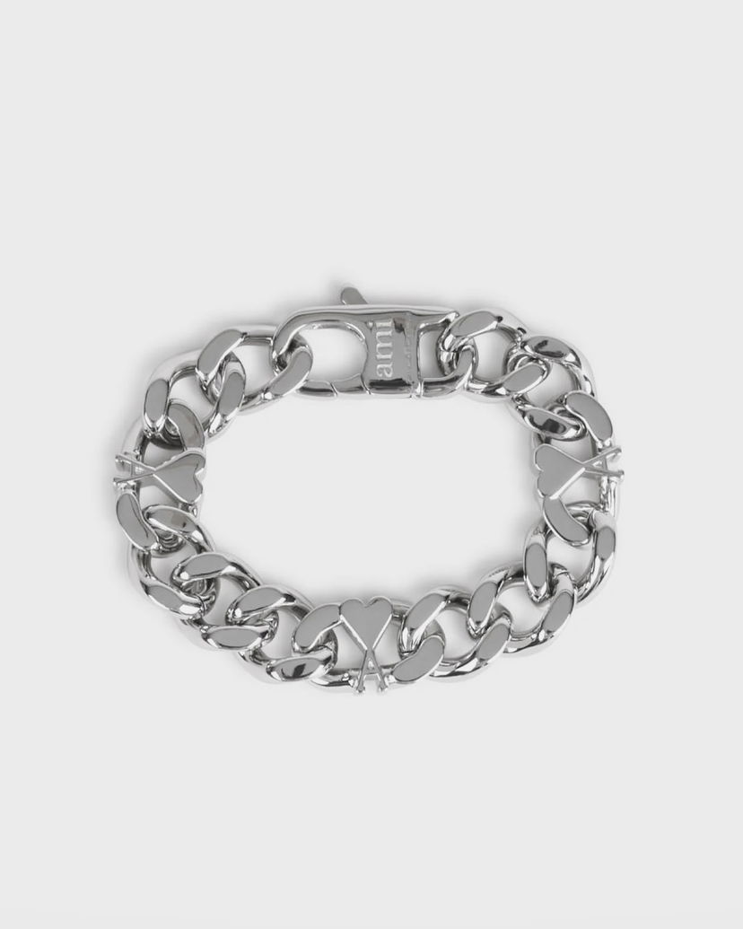Narukvica AMI Chain Bracelet with Heart Accent Metalik | UJW927.361-900